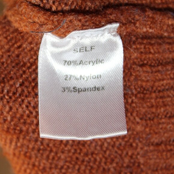 Fable rusty-copper brown cowl neck cropped sweater L - Picture 7 of 8